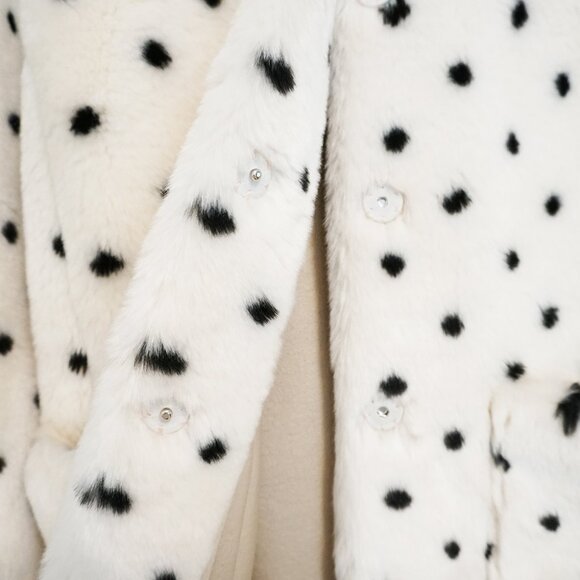 La Vie Rebecca Taylor Polka Dot Spotted Faux Fur Coat Jacket - Picture 4 of 13